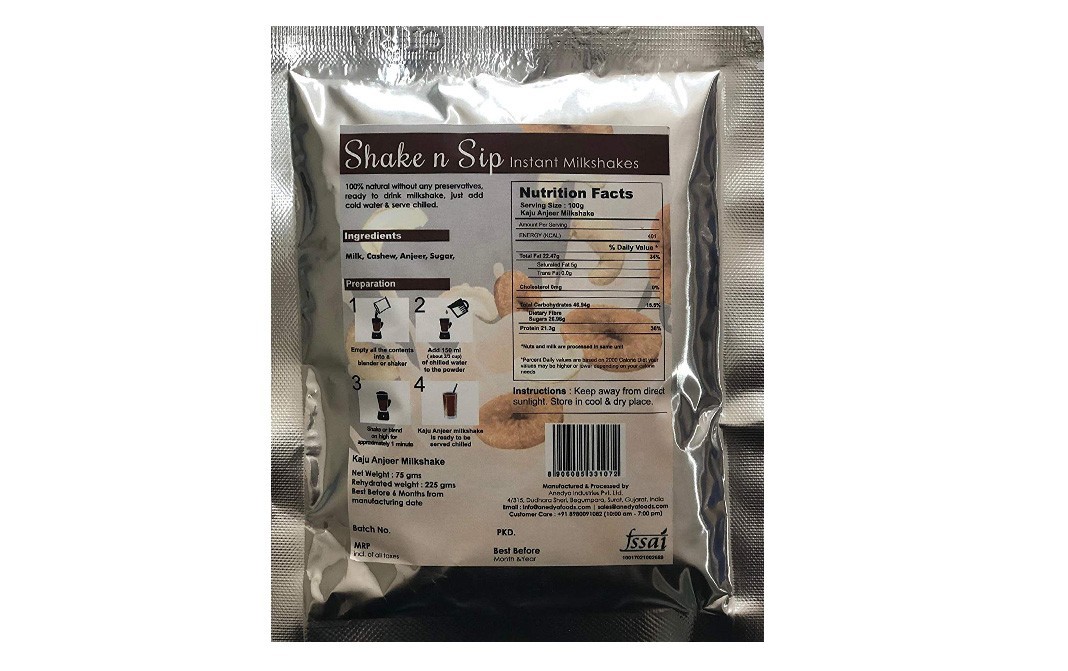 Cira Shake n Sip Kaju Anjeer Milkshake   Pack  75 grams